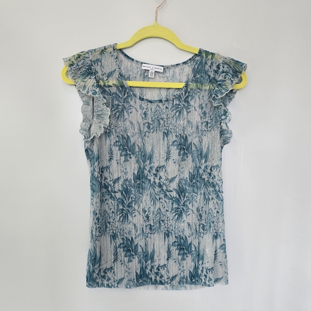 Sheer blue and silver shirt